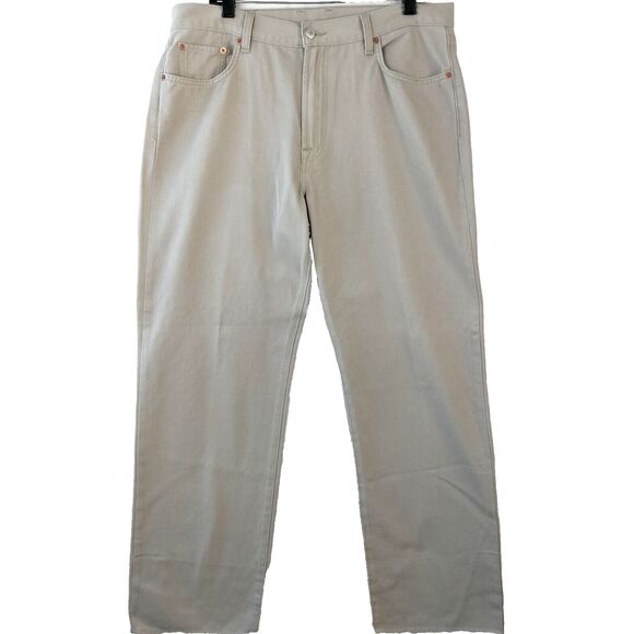 Lucky Brand Jeans Mens 36x30 Beige Classic Fit Straight Leg Dungarees Vintage - Picture 1 of 16